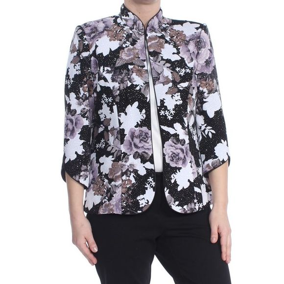 Alex Evenings Jackets & Coats Alex Evenings Womens Purple Floral